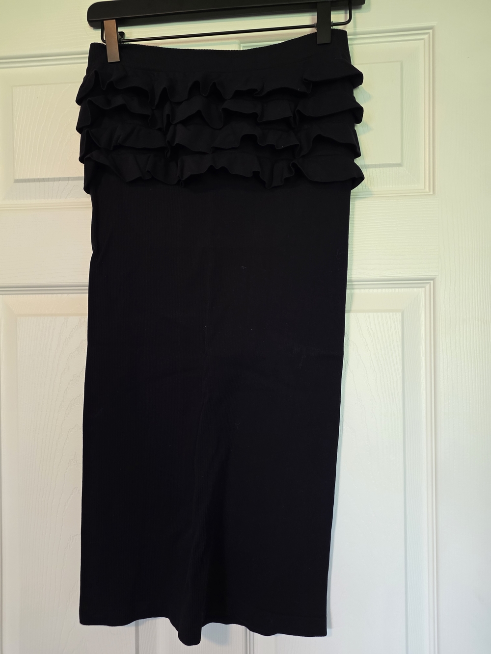 Guess Black Strapless Ruffle Tube Dress